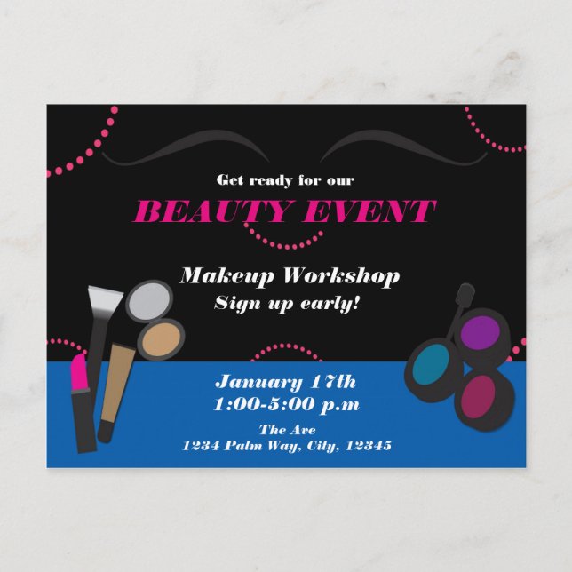 Atelier de maquillage Beauté Circulaire Carte post (Devant)