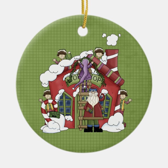 Atelier de père Noël Céramique Ornement de Noël (Devant)
