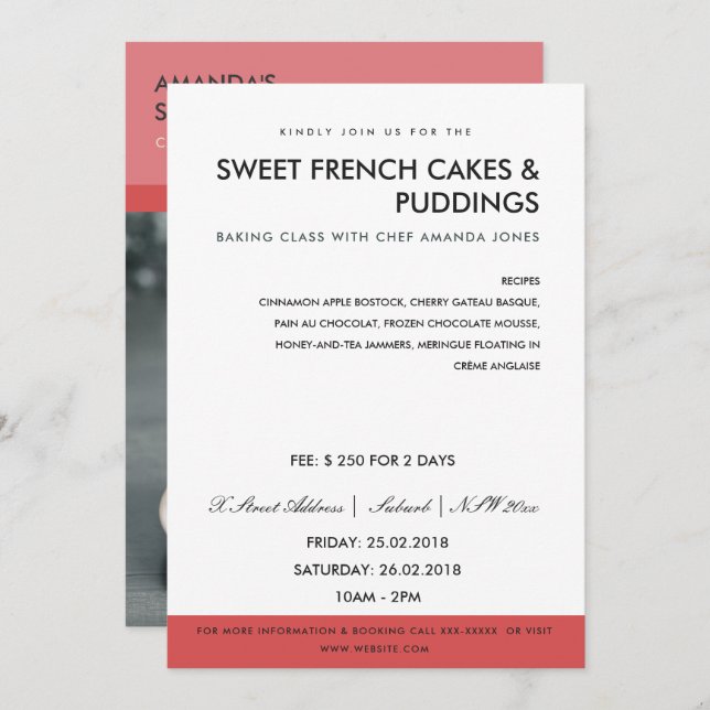 ATELIER DE PHOTO ROUGE MODERNE INVITATION MODÈLE (Devant / Derrière)