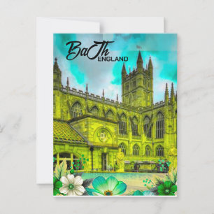 ath England Travel Postcard Art, Bath Travel Art,
