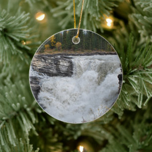 Athabasca Falls, Forest and Rushing Water Ceramic Ornament