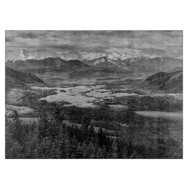 Athabasca Lookout, Monochrome Scenery Photography Cutting Board (Front)