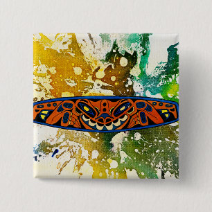 Athabascan Totem by Michael Moffa 2 Inch Square Button