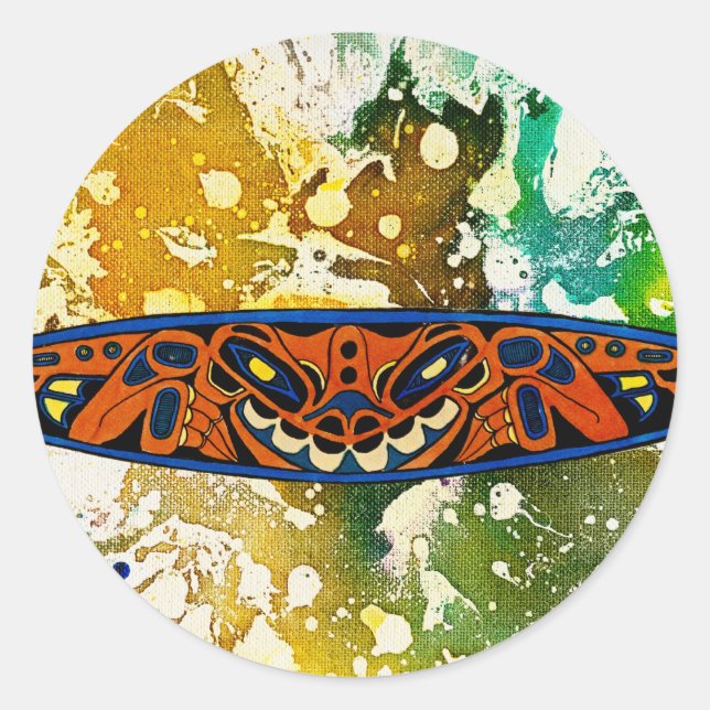 Athabascan Totem by Michael Moffa Classic Round Sticker (Front)