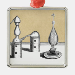 Athanor Alchemy Furnace and Alembic Flask Metal Ornament