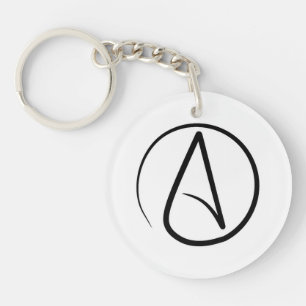 Atheism symbol: black on white keychain