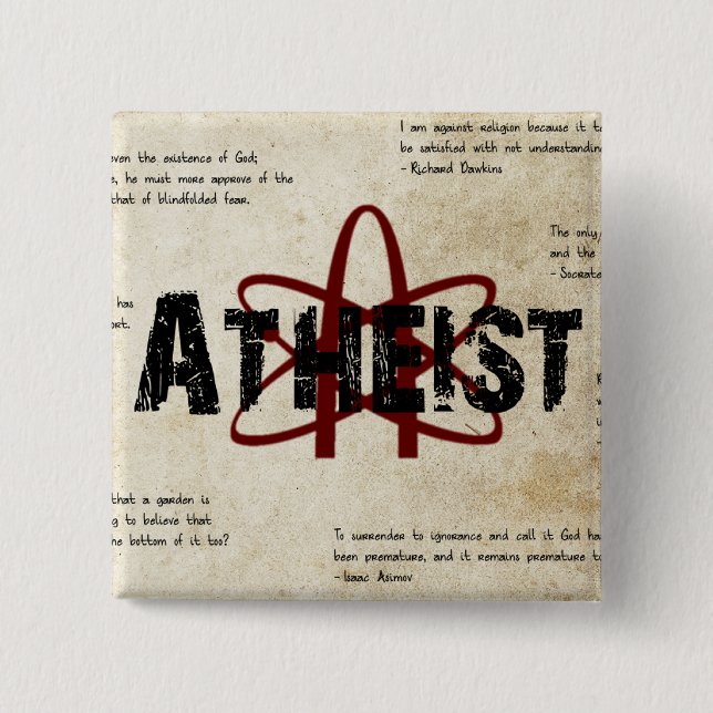 Atheist 2 Inch Square Button (Front)