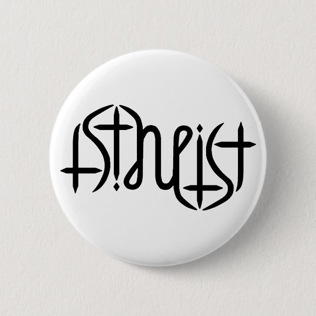 Atheist Ambigram - Original 2 Inch Round Button (Front)