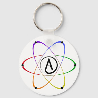 Atheist Atom Symbol Rainbow Black Keychain