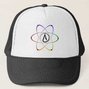 Atheist Atom Symbol Rainbow Black Trucker Hat