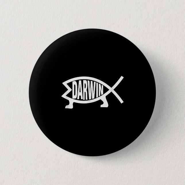 Atheist Charles Darwin Theory Of Evolution Fish  2 Inch Round Button (Front)