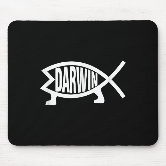 Atheist Charles Darwin Theory Of Evolution Fish  Mouse Pad (Front)
