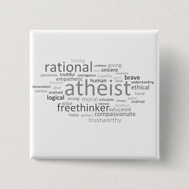 Atheist Cloud 2 Inch Square Button (Front)
