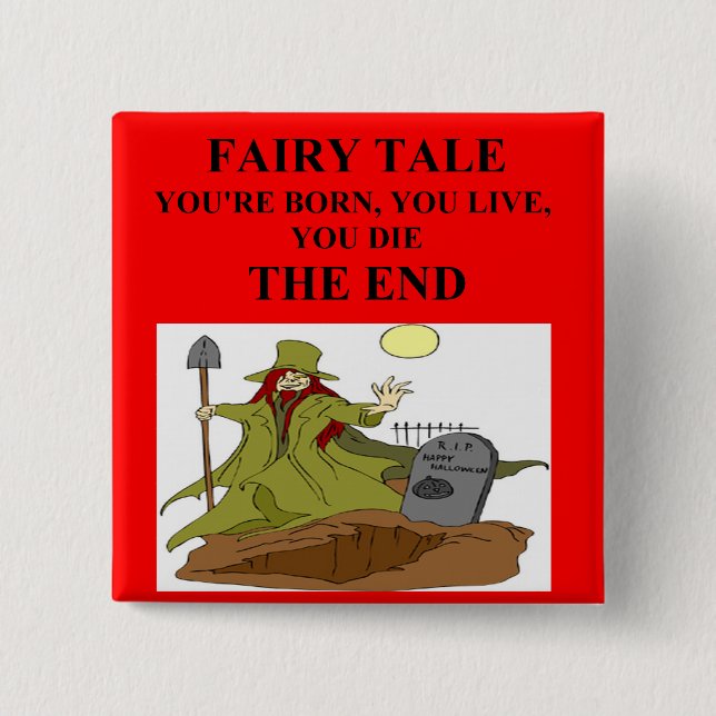 atheist fairy tale 2 inch square button (Front)