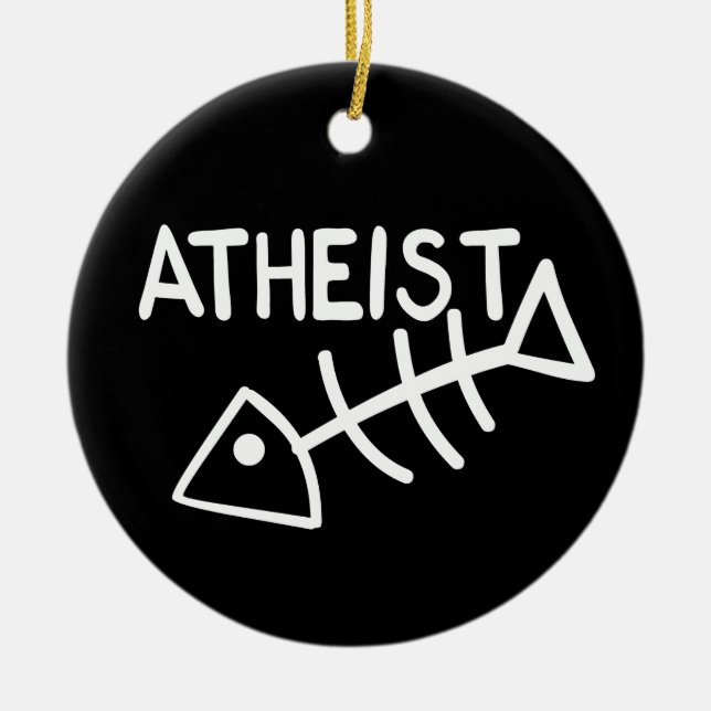 Atheist Fish Ceramic Ornament (Front)