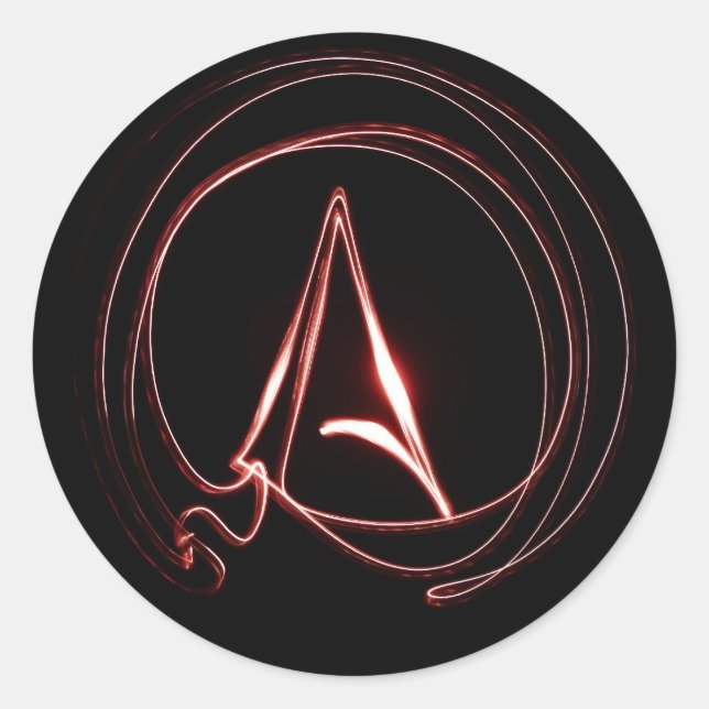 Atheist in Red Classic Round Sticker (Front)