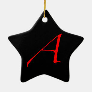Atheist Simple A Red on Black Star Ornament