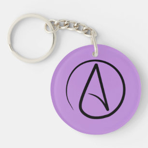 Atheist symbol: black on lilac keychain