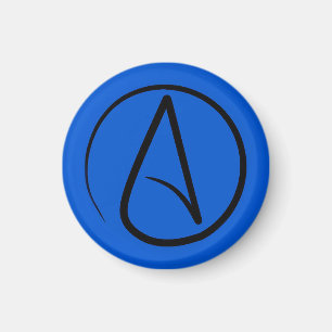 Atheist symbol: black on royal blue magnet