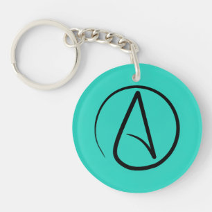 Atheist symbol: black on verdigris keychain