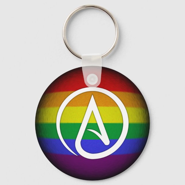Atheist Symbol over Rainbow Keychain (Front)