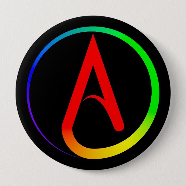 Atheist Symbol Rainbow 4 Inch Round Button (Front)