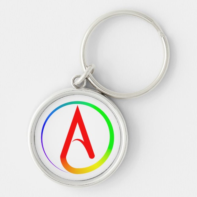 Atheist Symbol Rainbow Keychain (Front)