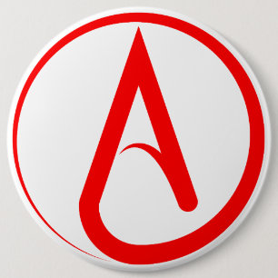 Atheist Symbol Red 6 Inch Round Button