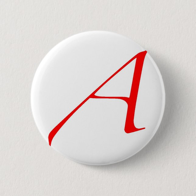Atheist Symbol (Red A) 2 Inch Round Button (Front)