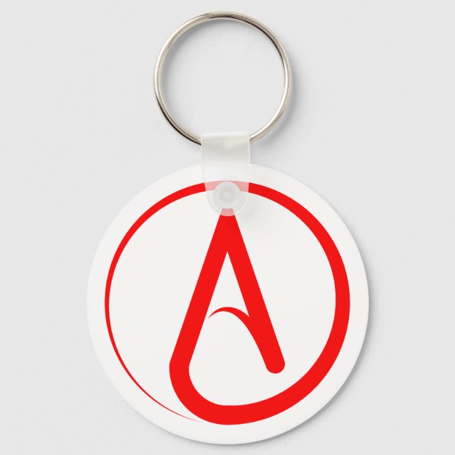Atheist Symbol Red Keychain (Front)