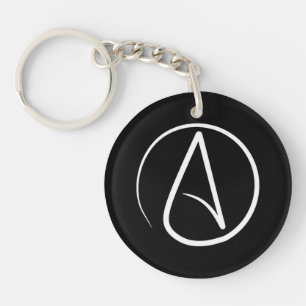 Atheist symbol: white on black keychain