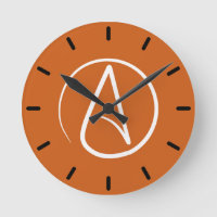 Atheist symbol: white on burnt orange