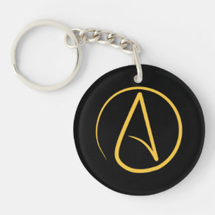 Atheist symbol: yellow on black keychain
