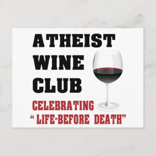 Atheist wine club postcard