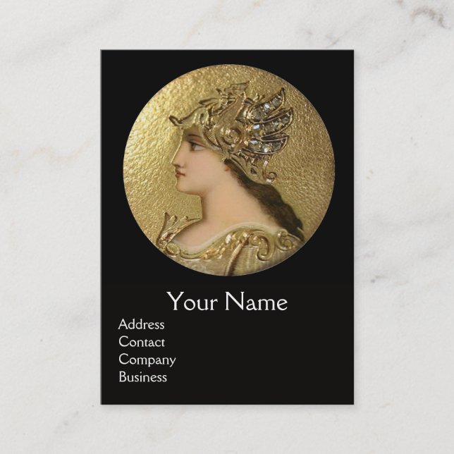 ATHENA AND FIGHTING GRYPHONS MONOGRAM ,Red Ruby Business Card (Front)