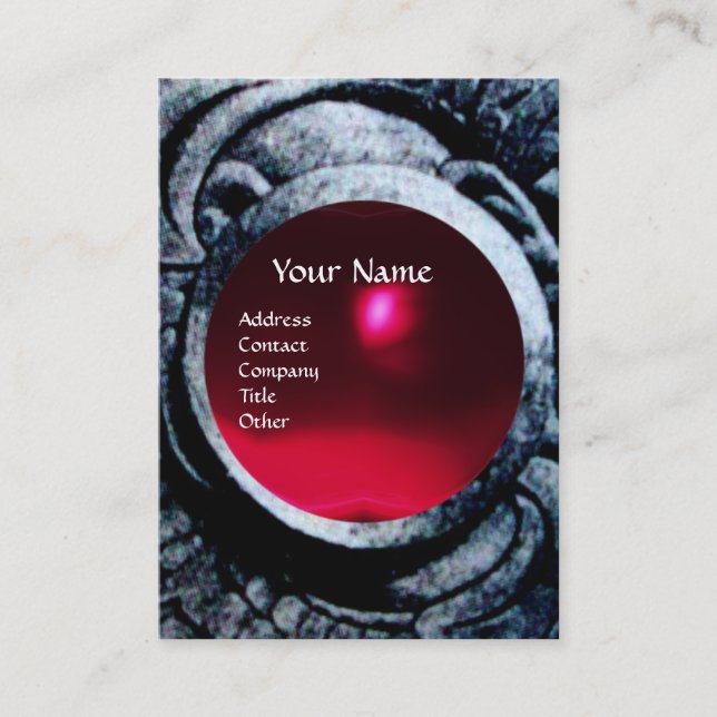 ATHENA AND FIGHTING GRYPHONS MONOGRAM ,Red Ruby Business Card (Front)