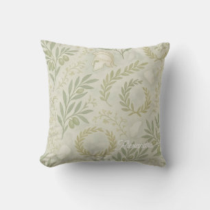 Athena Botanical Activewear Olive Laurel Greek Throw Pillow