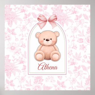 Athena Custom Pink Teddy Bear Nursery Design Poster