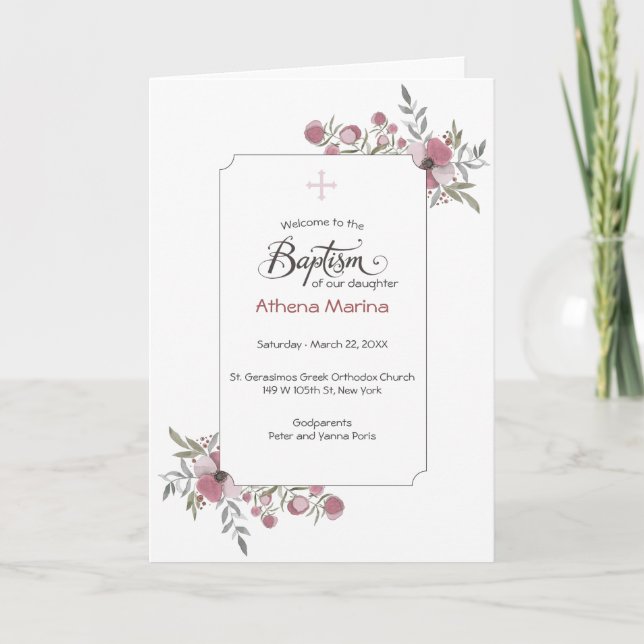 Athena Greek Orthodox Church Baptism Program (Front)