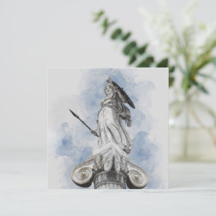 Athena Greek Statue Watercolor Card – Classic Myth