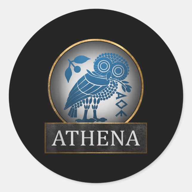 Athena Owl Symbol Of The Greek Goddess Of Wisdom A Classic Round Sticker (Front)