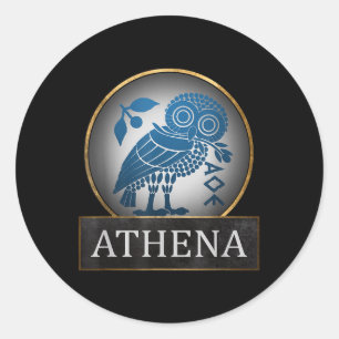 Athena Owl Symbol Of The Greek Goddess Of Wisdom A Classic Round Sticker