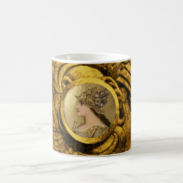 ATHENA PORTRAIT WITH GOLDEN HELMET AND GRYPHONS COFFEE MUG (Center)