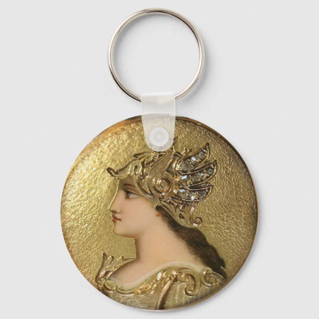 ATHENA PORTRAIT WITH GOLDEN HELMET AND GRYPHONS KEYCHAIN (Front)