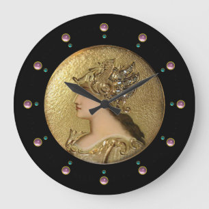 ATHENA PORTRAIT WITH GOLDEN HELMET AND GRYPHONS LARGE CLOCK