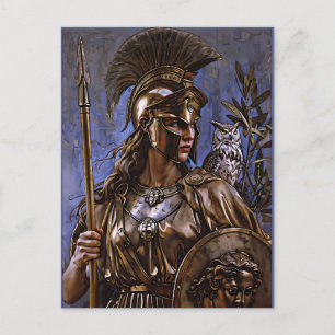 "Athena’s Eternal Vigil" Colourful Portrait      Postcard