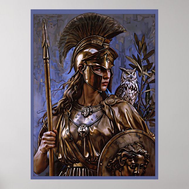 "Athena’s Eternal Vigil" Colourful Portrait      Poster (Front)