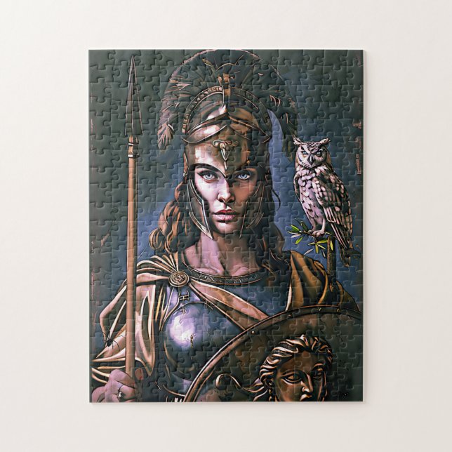 "Athena’s Fierce Loyalty" Colourful Portrait    Jigsaw Puzzle (Vertical)