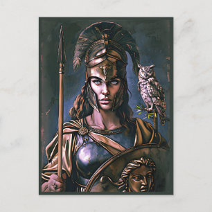"Athena’s Fierce Loyalty" Colourful Portrait Postcard