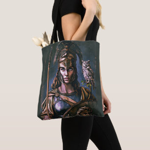 "Athena’s Fierce Loyalty" Colourful Portrait Tote Bag